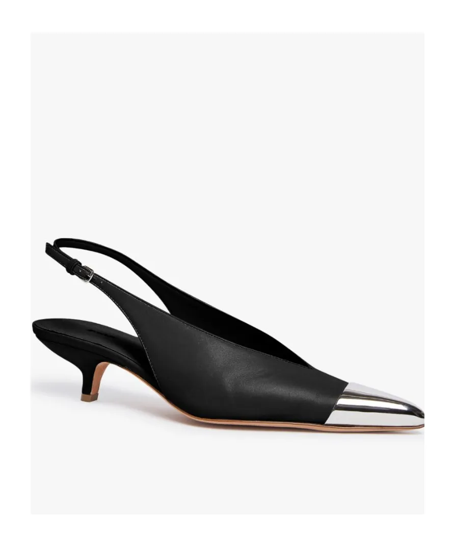 Metal Pointed Open-Heeled Shoes