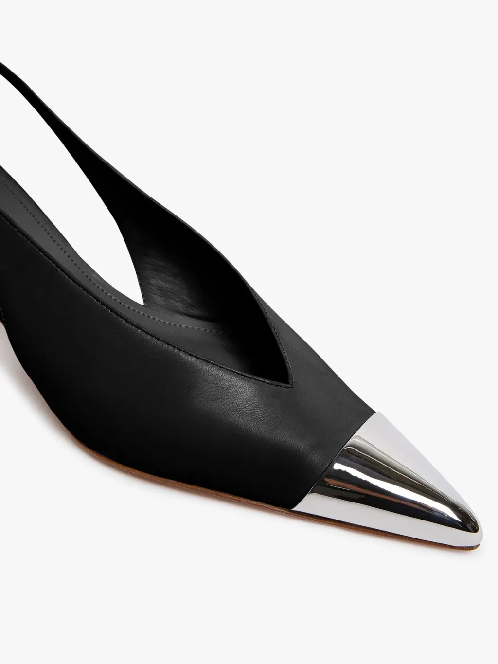Metal Pointed Open-Heeled Shoes