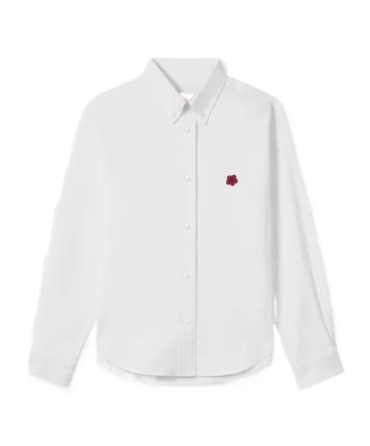 Kenzo Boke Flower Embroidered Curved Hem Shirt