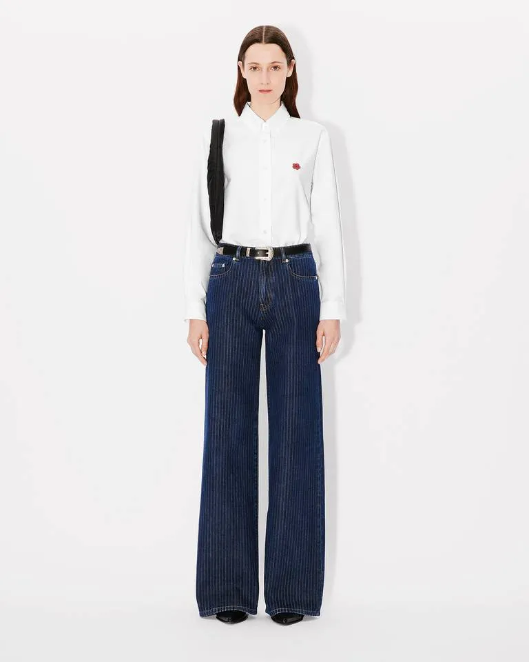 Kenzo Boke Flower Embroidered Curved Hem Shirt