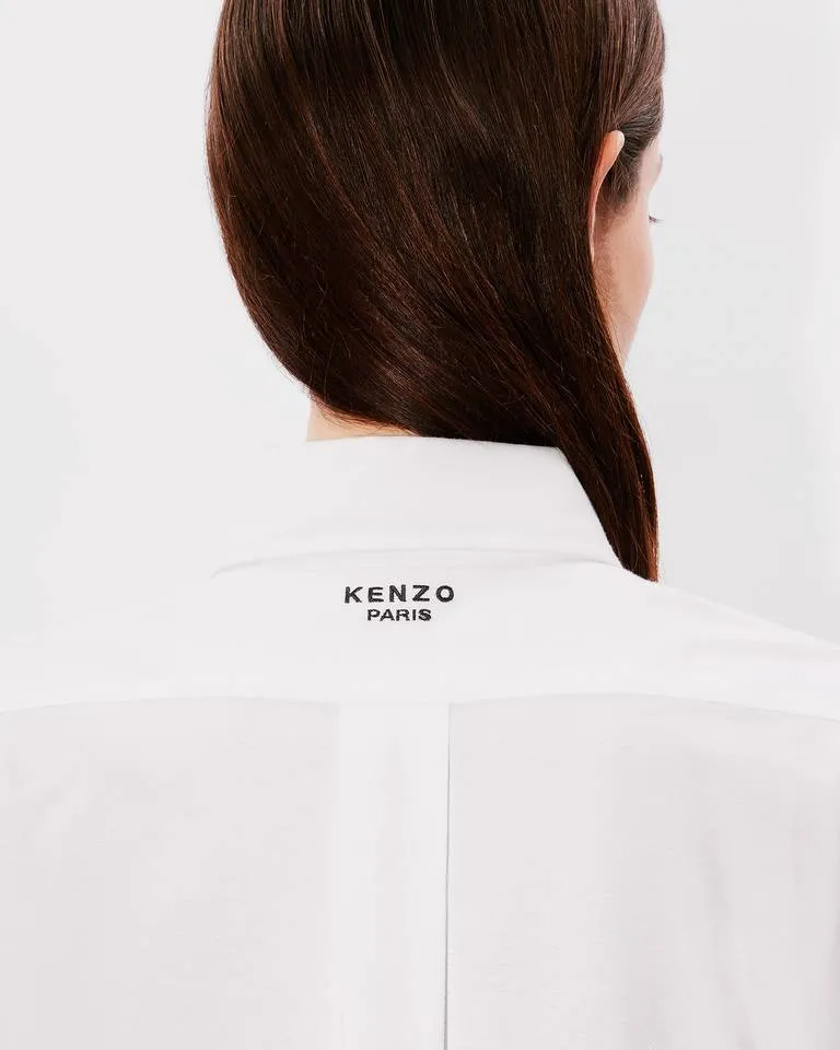 Kenzo Boke Flower Embroidered Curved Hem Shirt