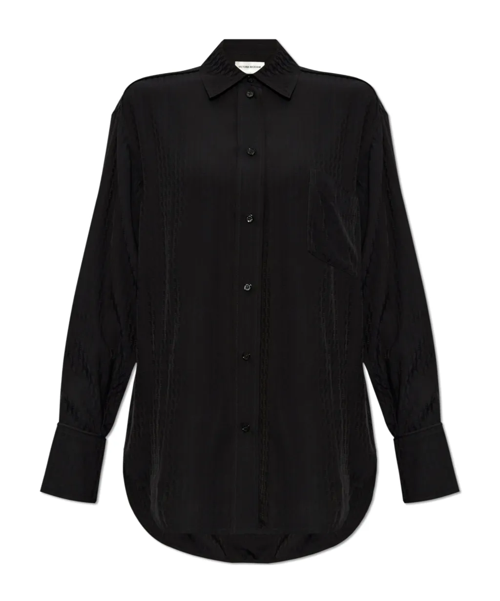 Monogram-Pattern Button-Down Shirt