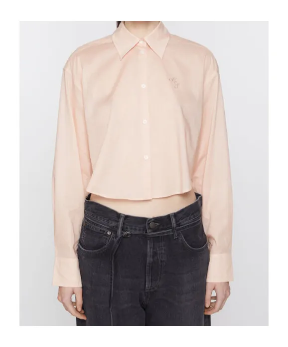 Logo-Embroidered Cotton Crop Shirt