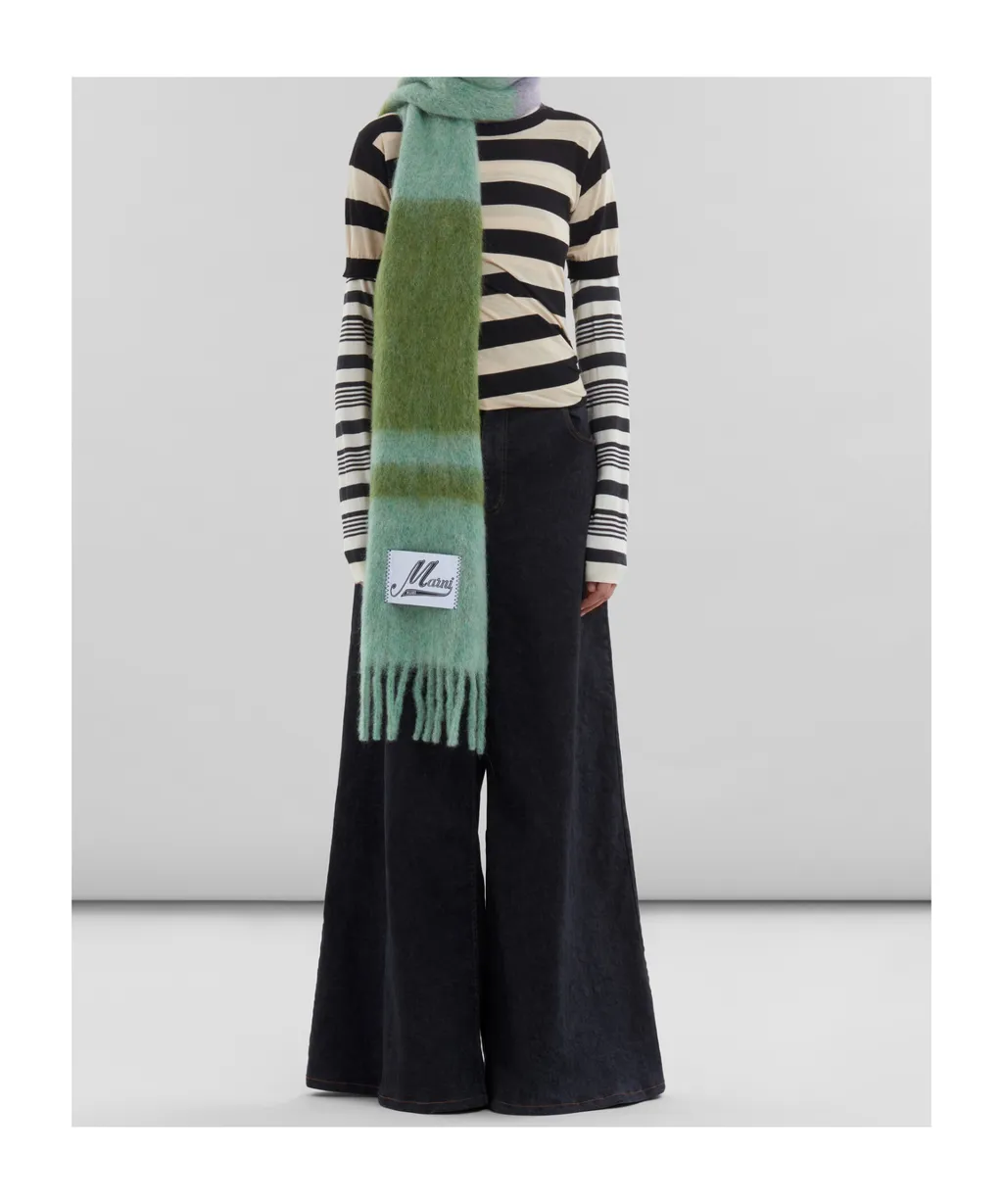 Marni Logo-Patch Fringed Scarf