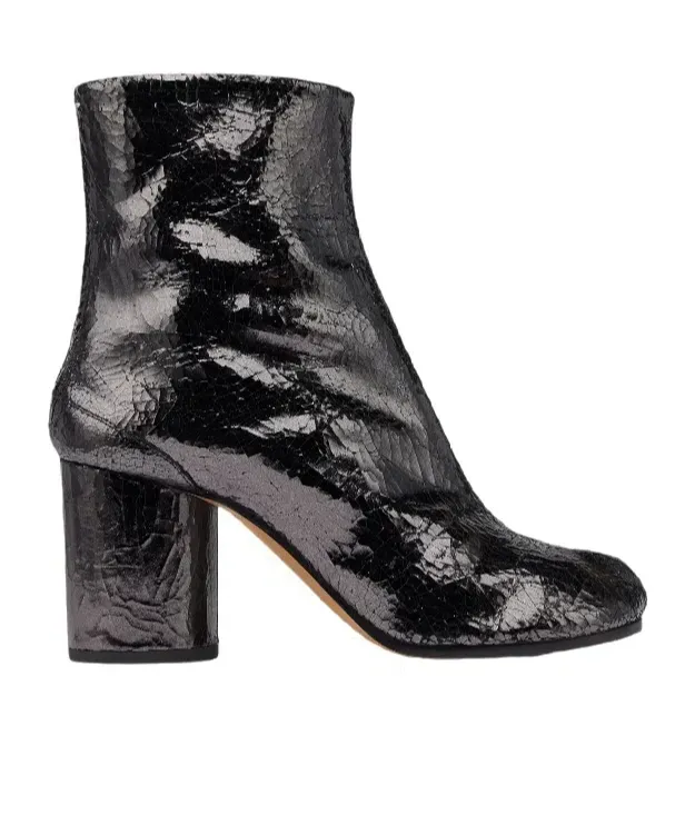Maison Margiela Tabi Mirror-Effect Cracked Ankle Boots