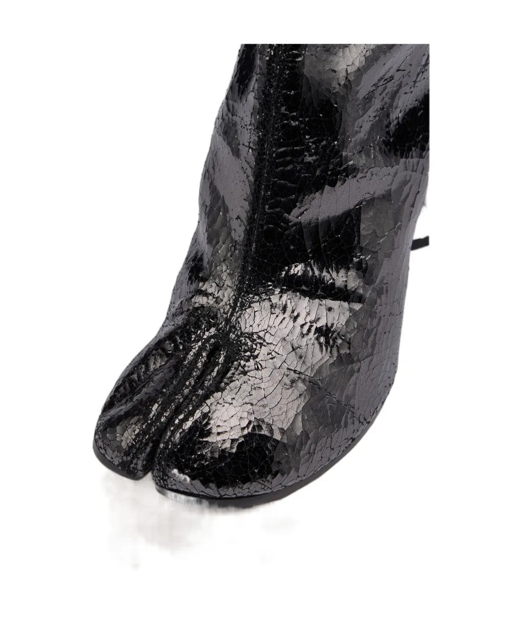 Maison Margiela Tabi Mirror-Effect Cracked Ankle Boots