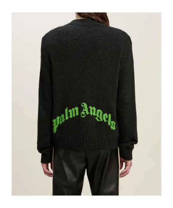 Palm Angels Logo Intarsia V-Neck Cardigan