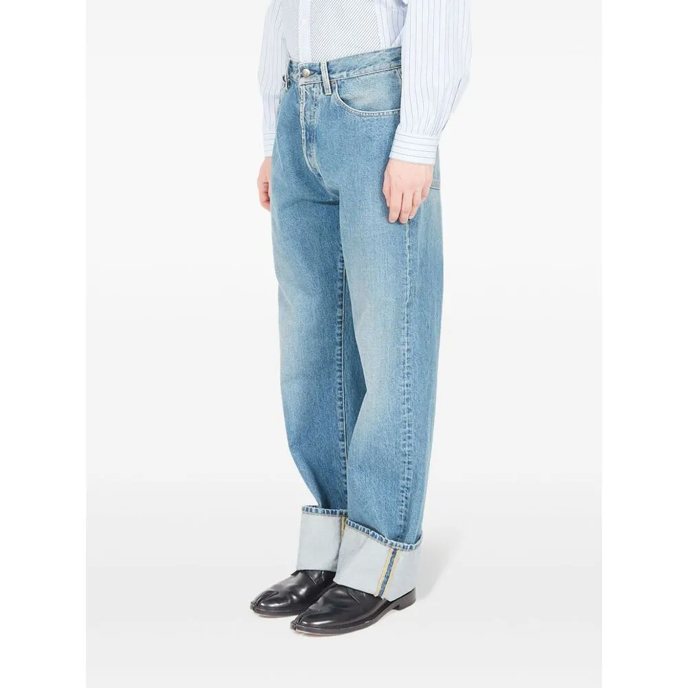 Turn-Up Straight-Leg Jeans