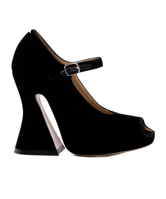 125Mm Velvet Peep-Toe Sandals
