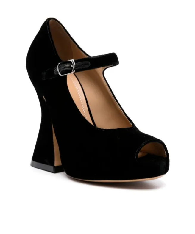 125Mm Velvet Peep-Toe Sandals