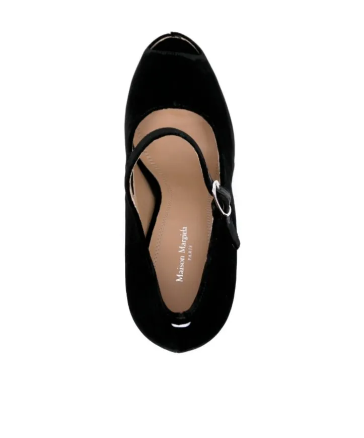 125Mm Velvet Peep-Toe Sandals