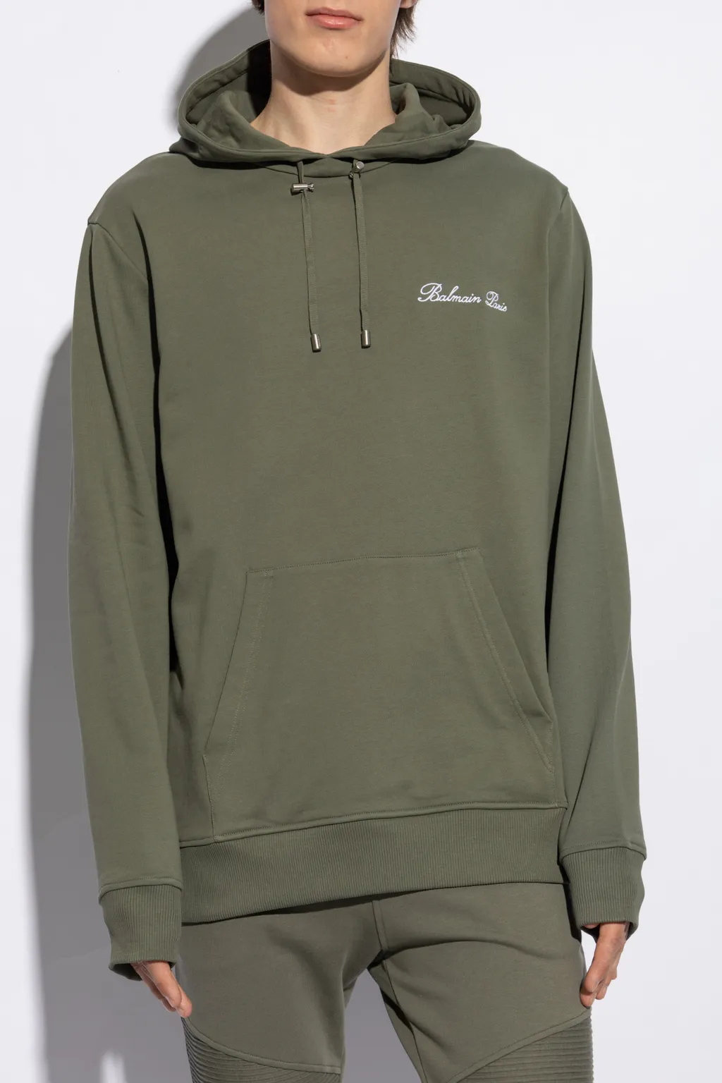 Balmain Logo Embroidered Drawstring Hoodie