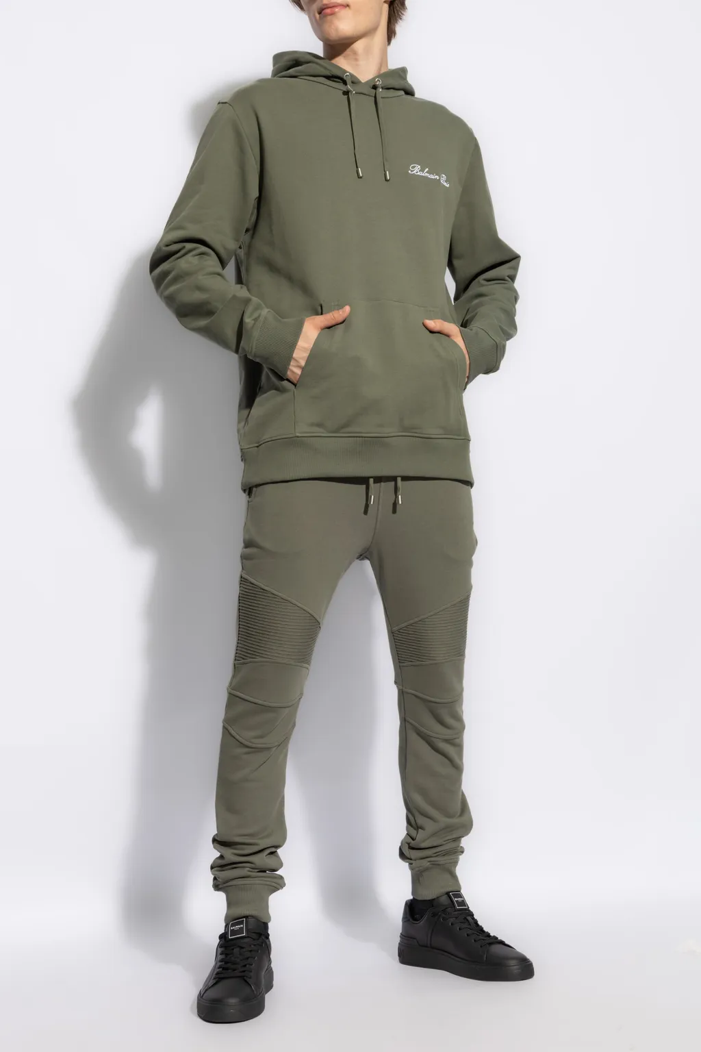 Balmain Logo Embroidered Drawstring Hoodie