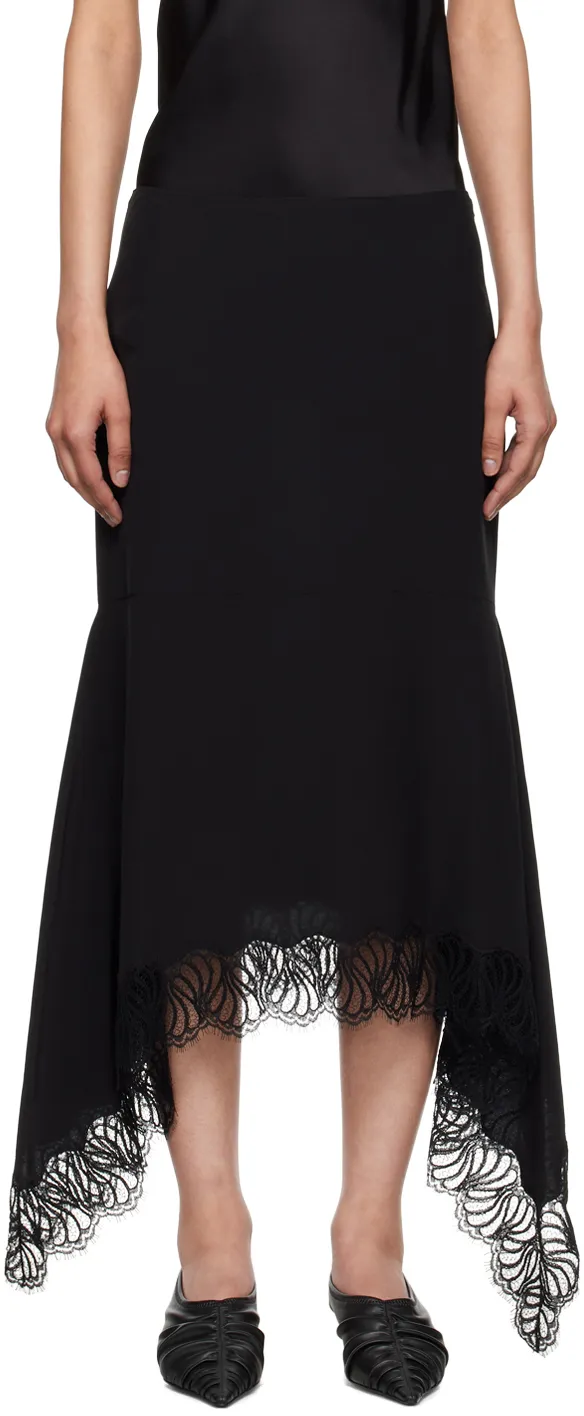 Asymmetrical Lace Trimmed Skirt