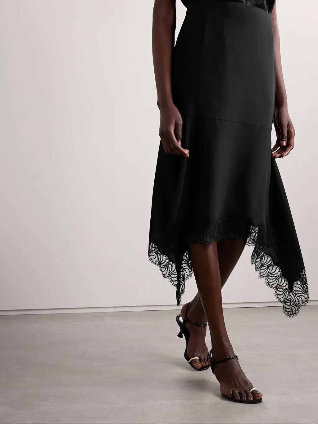 Asymmetrical Lace Trimmed Skirt