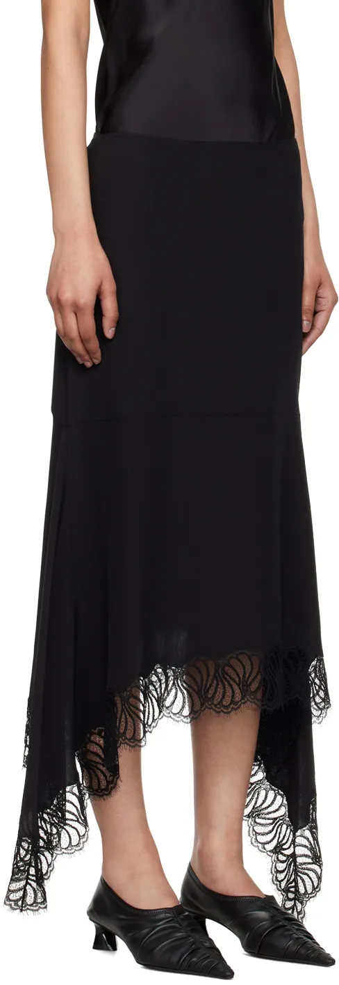 Asymmetrical Lace Trimmed Skirt
