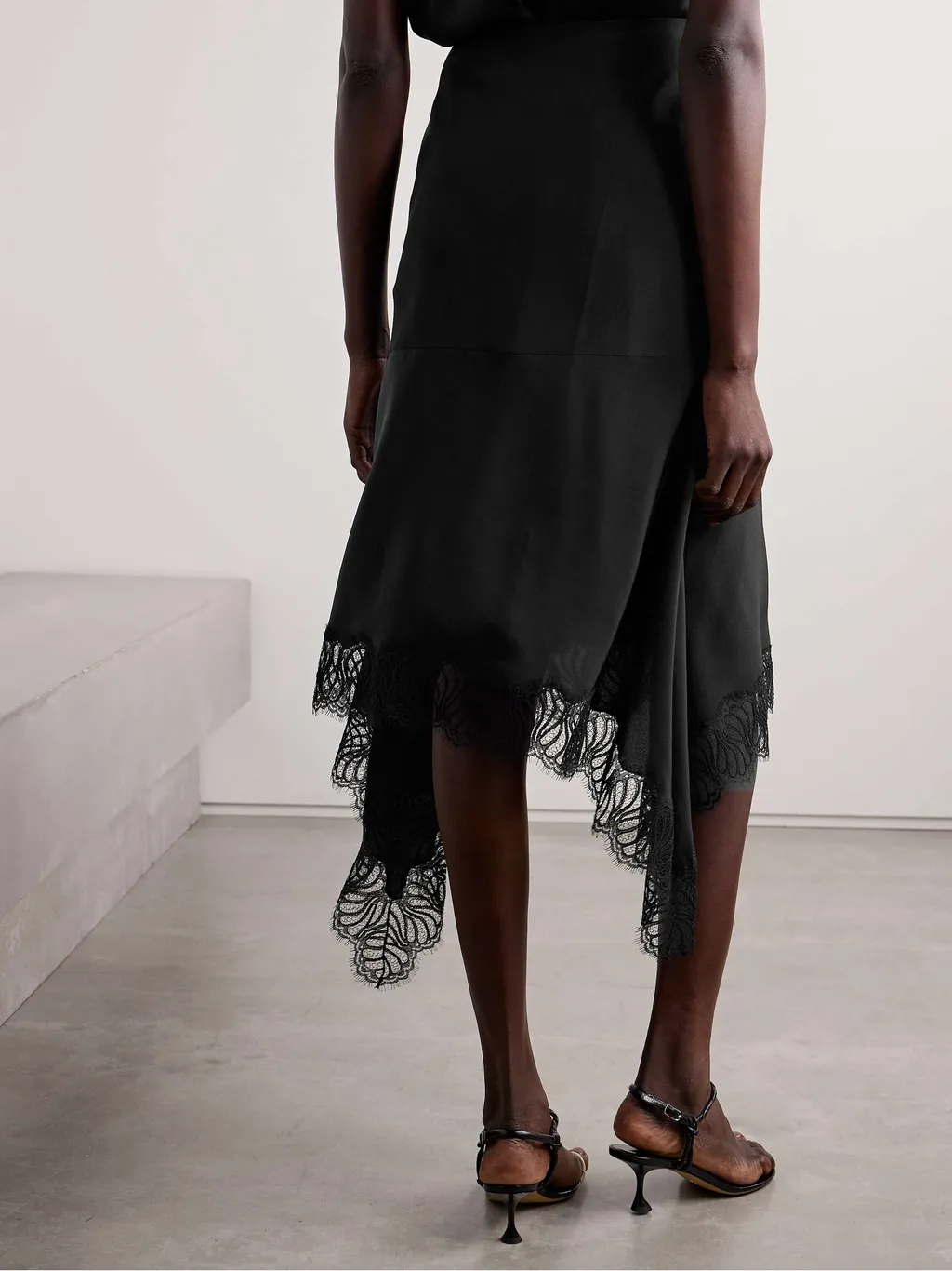 Asymmetrical Lace Trimmed Skirt