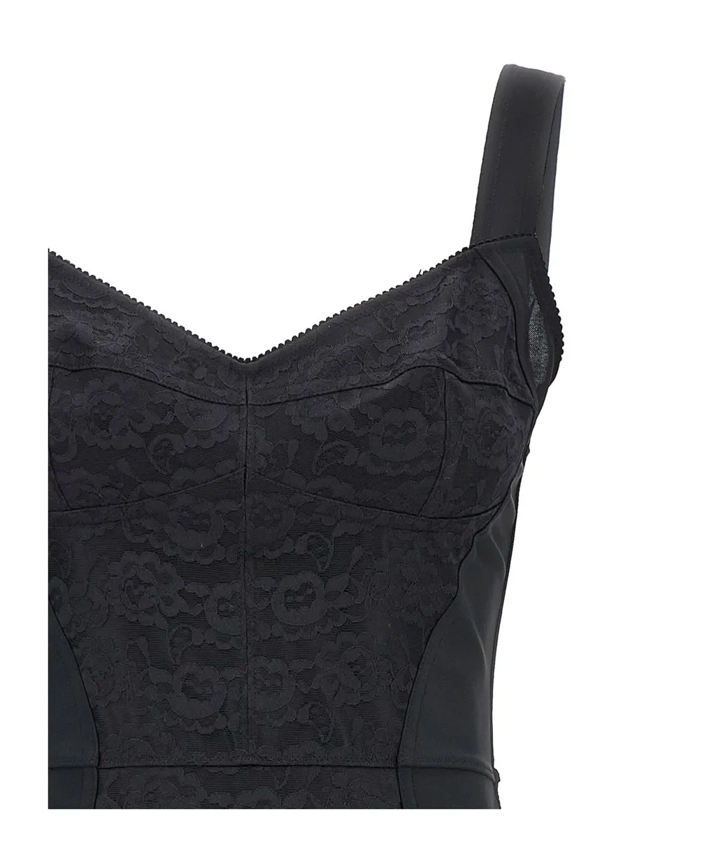 Dolce & Gabbana Lace Detailed Midi Corsetry Dress