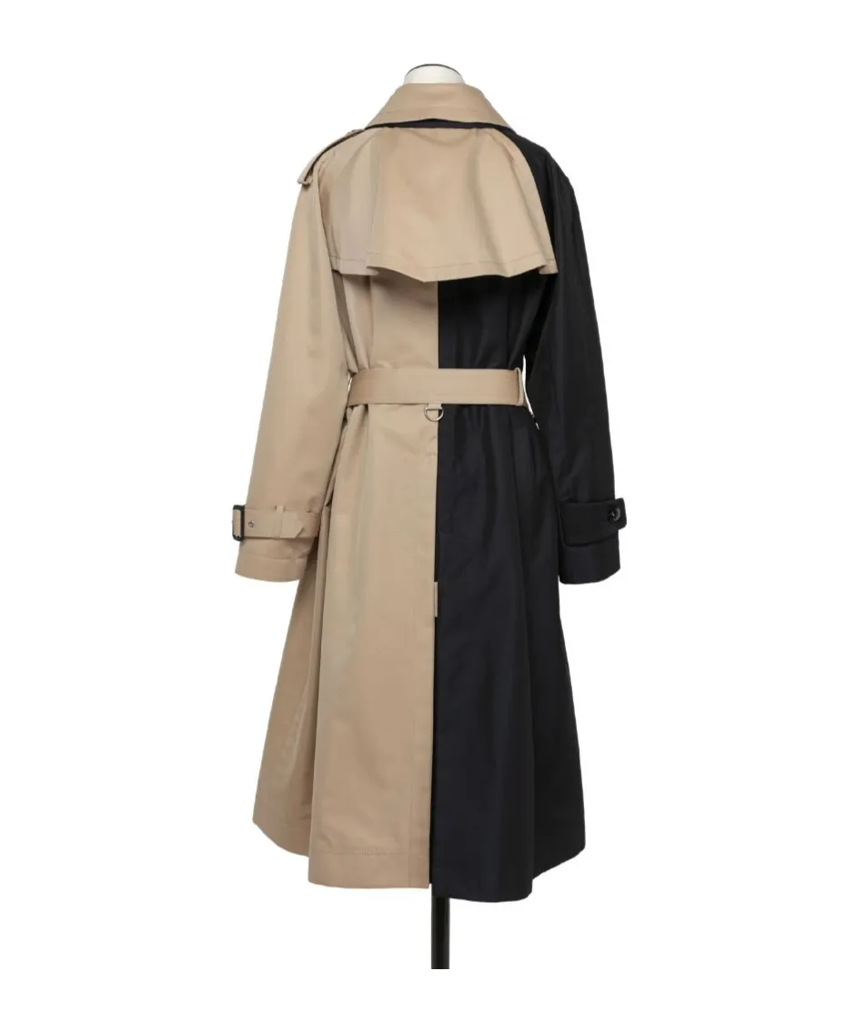 Sacai Two-Toned Double Breasted Belted Trench Coat