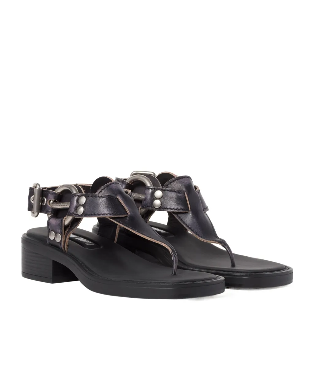 Bleached Leather Thong Sandals
