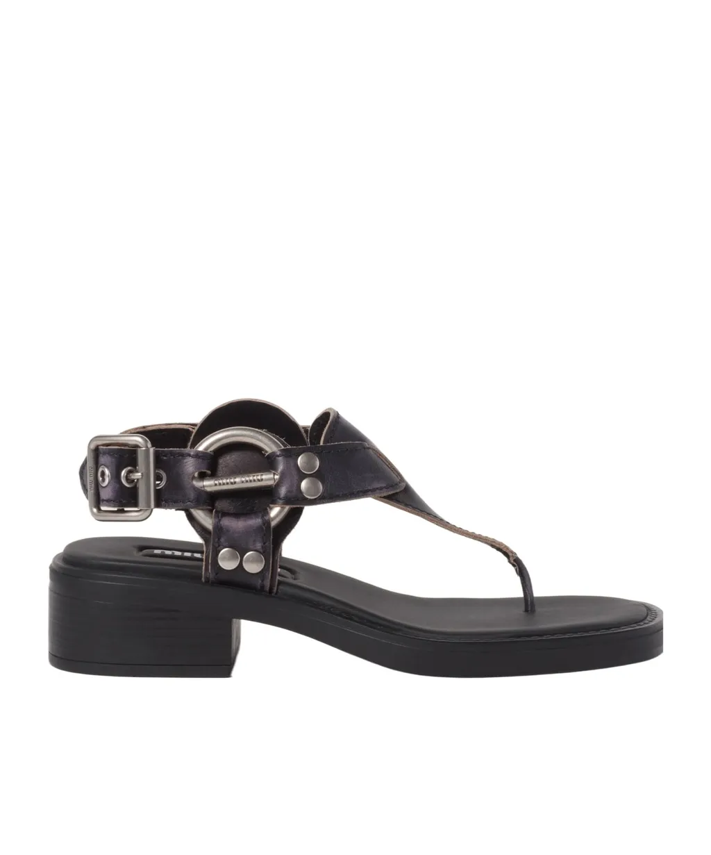 Bleached Leather Thong Sandals