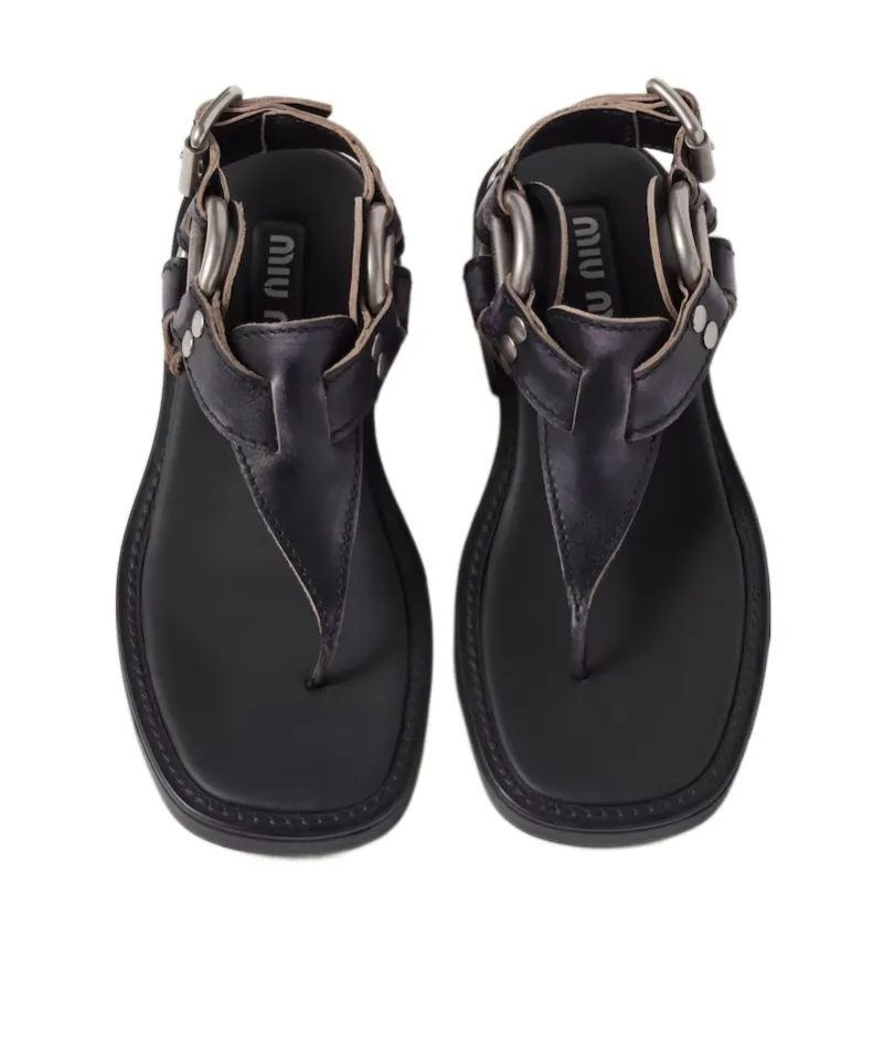 Bleached Leather Thong Sandals