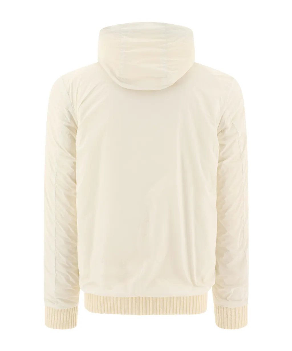 Herno Ribbed-Knit Zipped Hooded Drawstring Reversibile Jacket