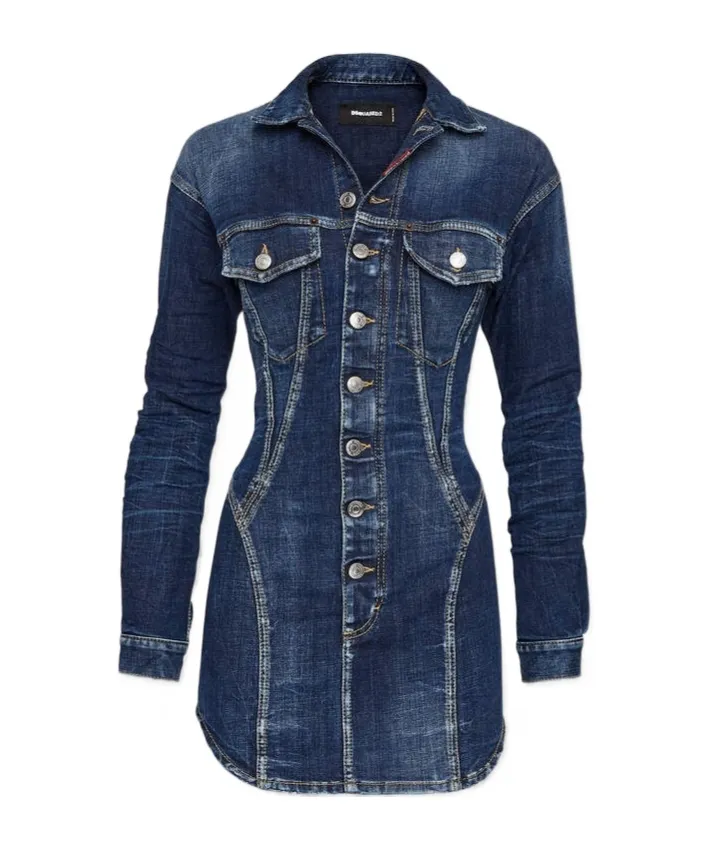 Dsquared2 Distressed Mini Denim Dress