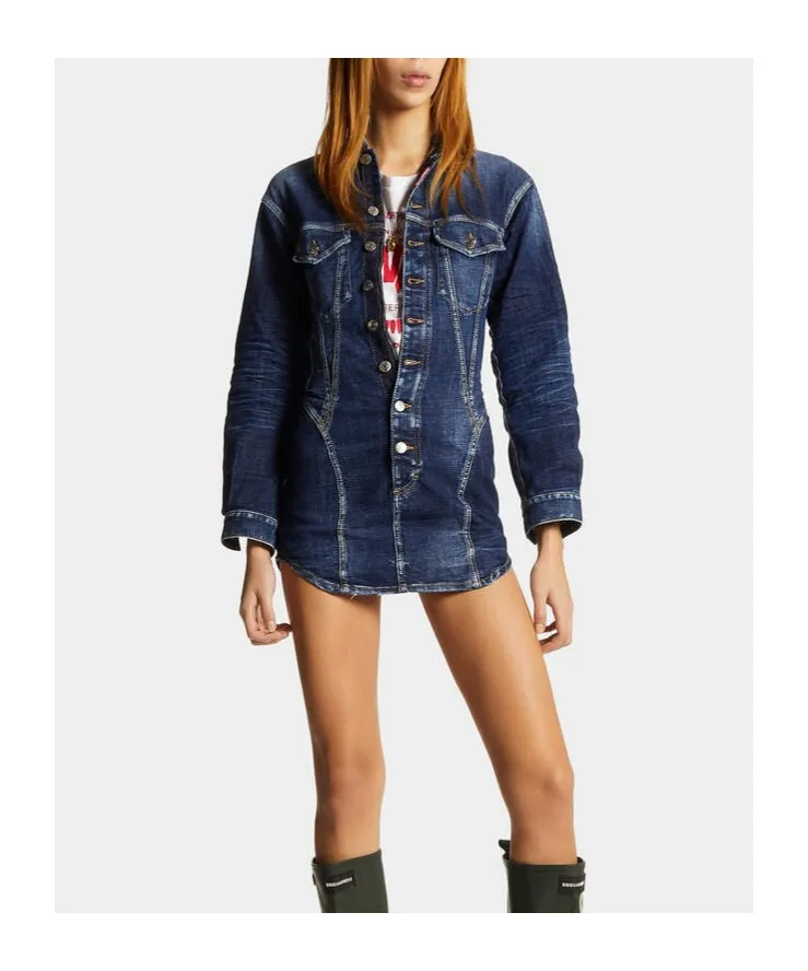Dsquared2 Distressed Mini Denim Dress