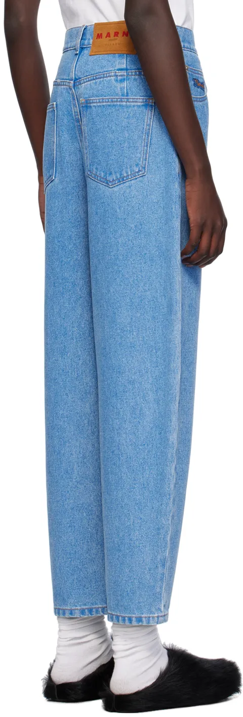 Marni Logo Embroidered Loose Fit Jeans