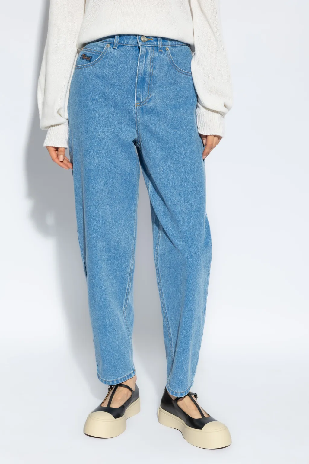 Marni Logo Embroidered Loose Fit Jeans