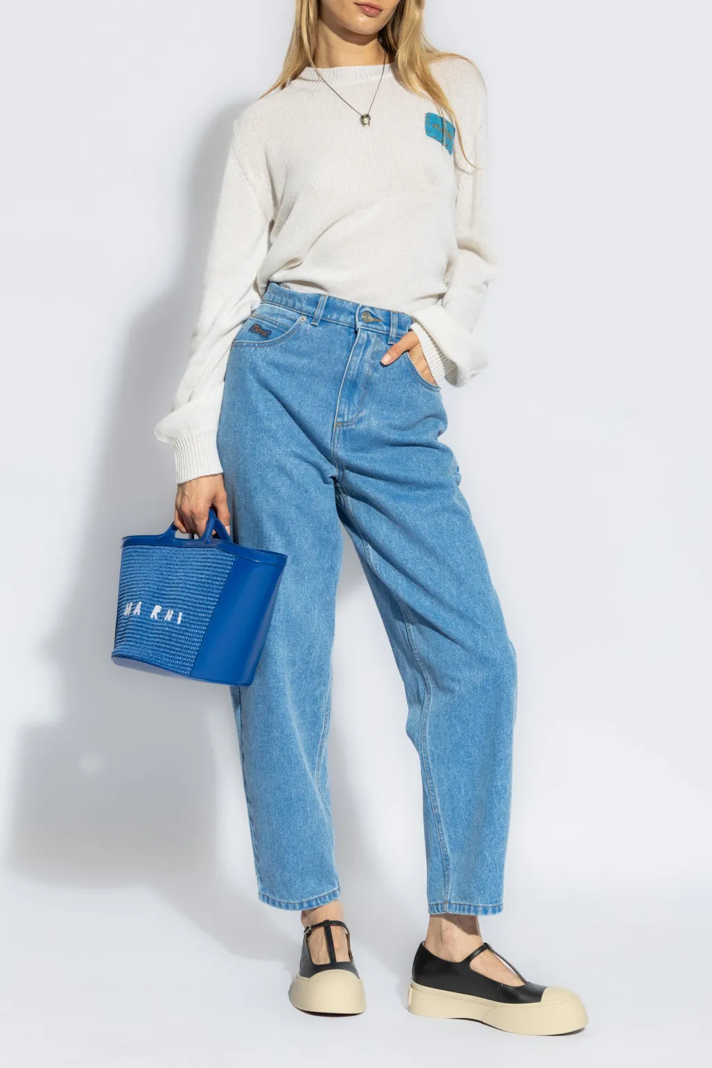 Marni Logo Embroidered Loose Fit Jeans
