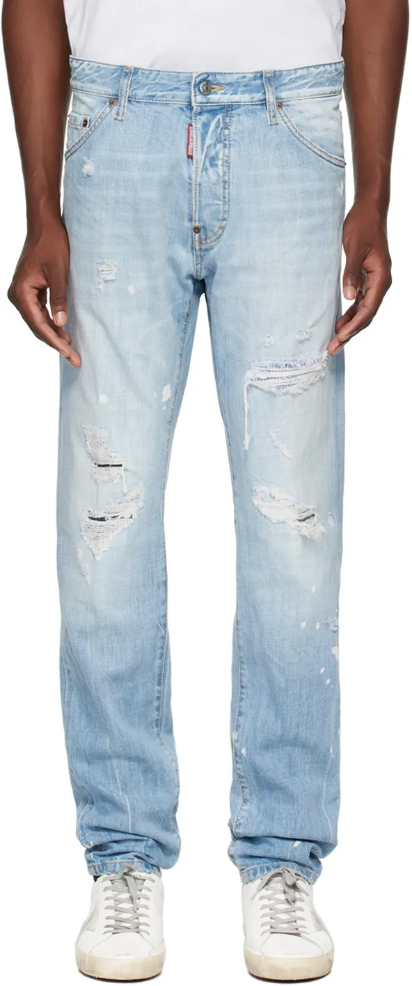 Dsquared2 Distressed Straight-Leg Jeans
