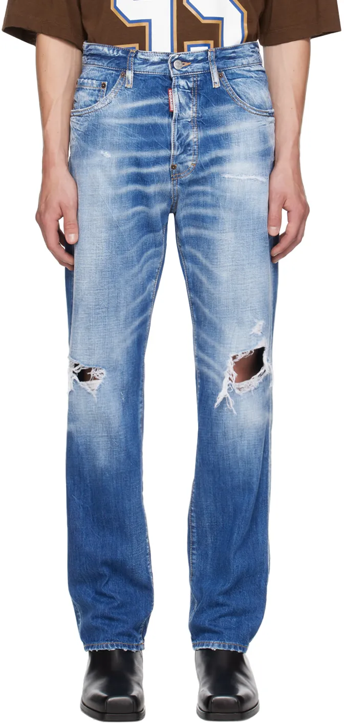 Dsquared2 Distressed Straight-Leg Jeans