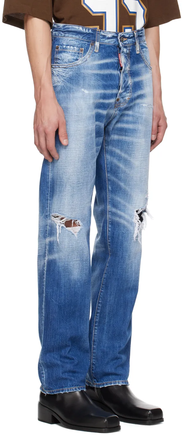 Dsquared2 Distressed Straight-Leg Jeans