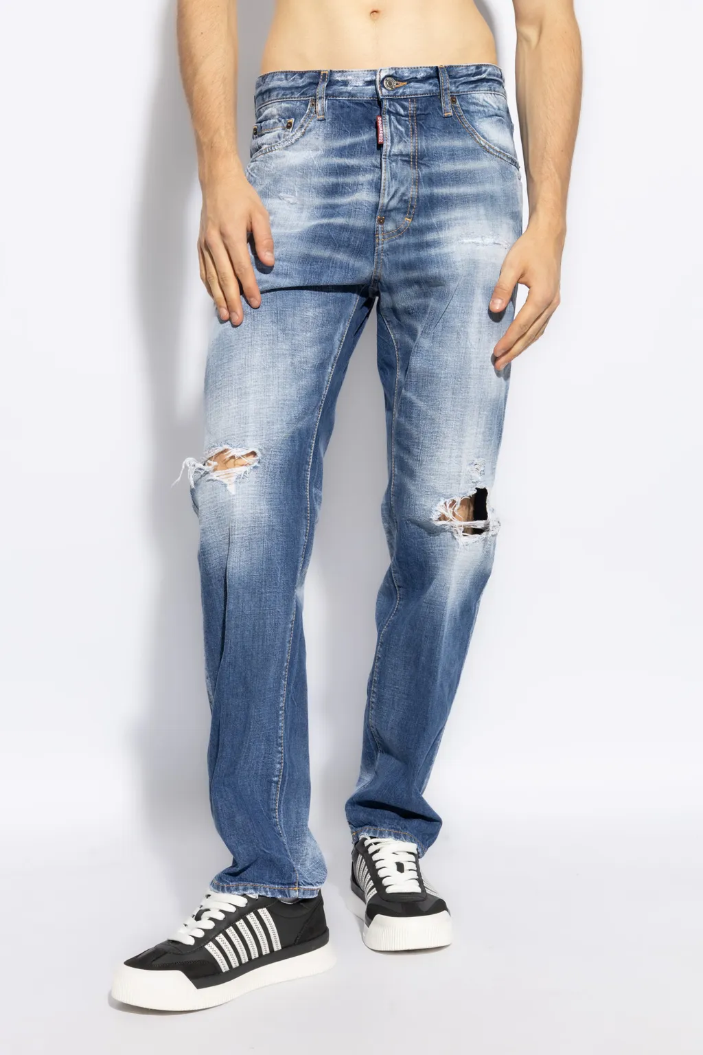 Dsquared2 Distressed Straight-Leg Jeans