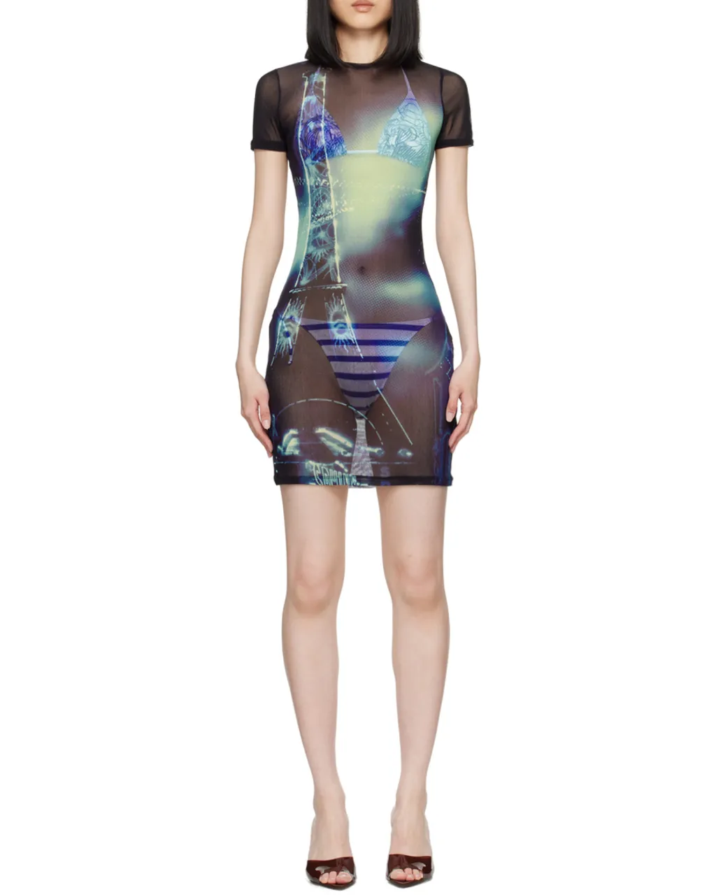 Pigalle-Print Mesh Mini Dress