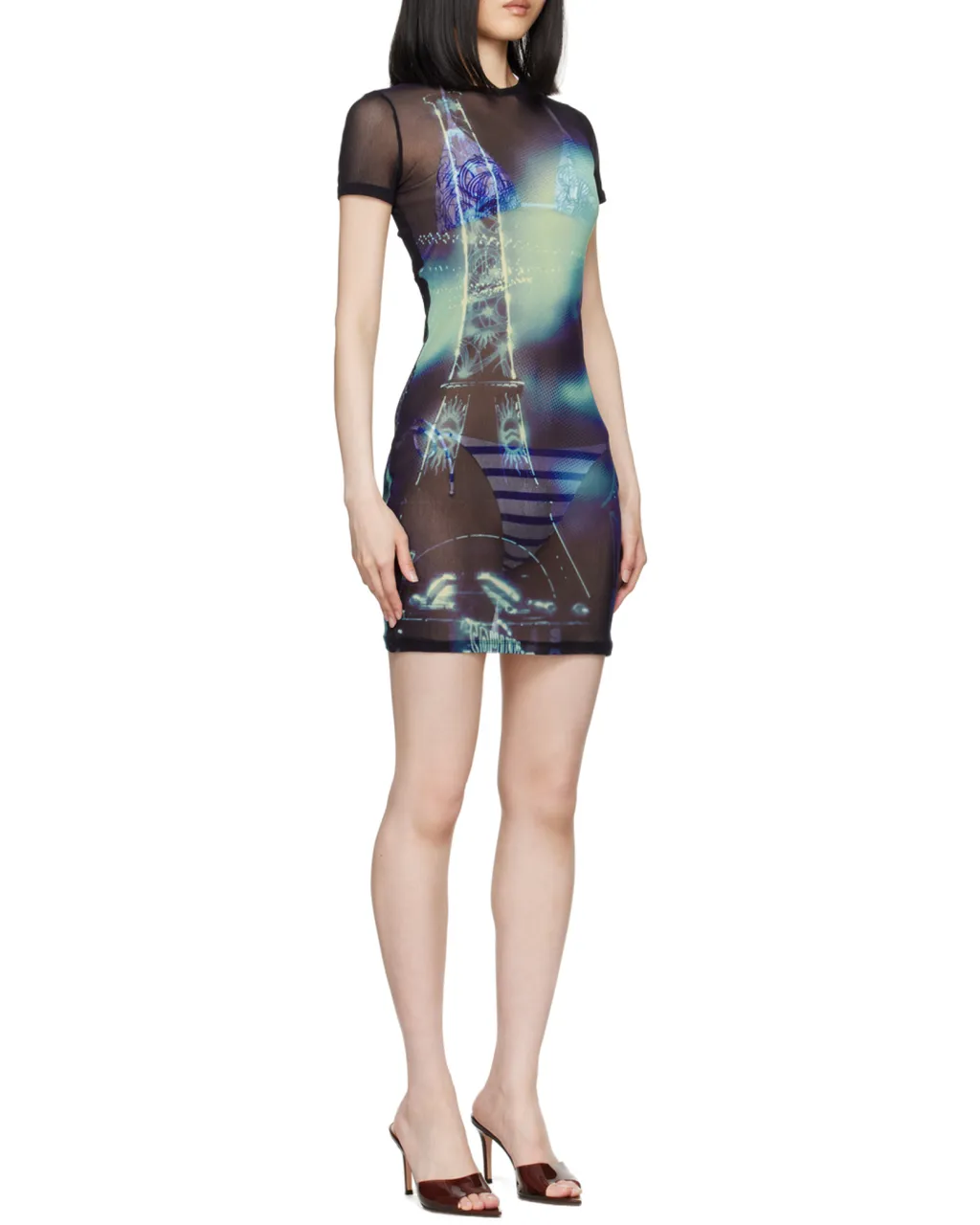 Pigalle-Print Mesh Mini Dress