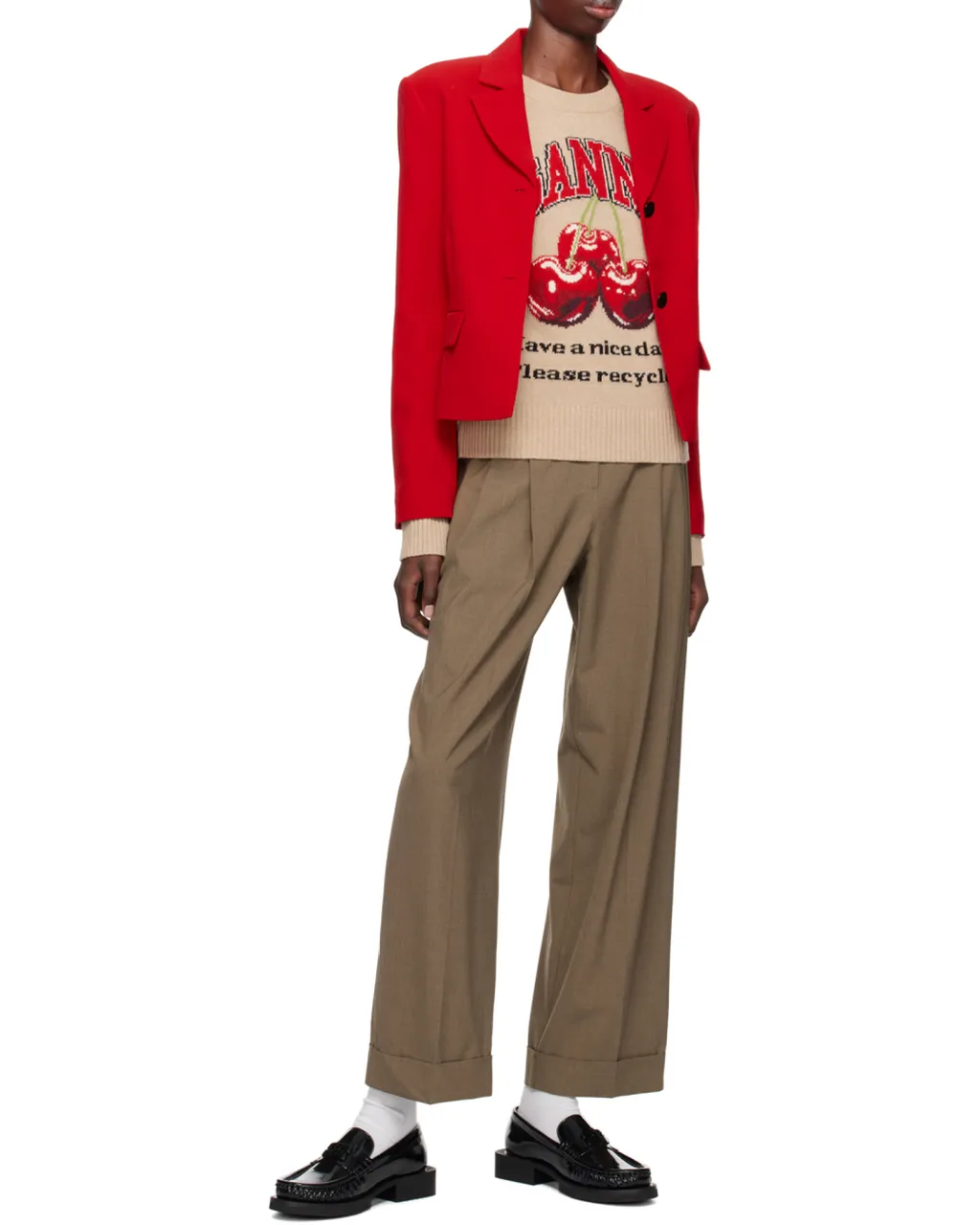 Ganni Straight Leg Pleated Pants