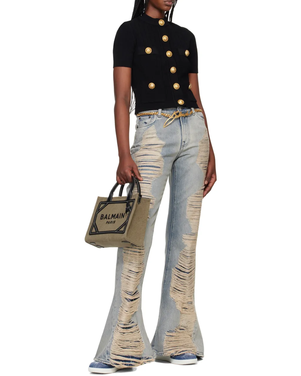 Balmain Logo Detailed Top Handle Bag