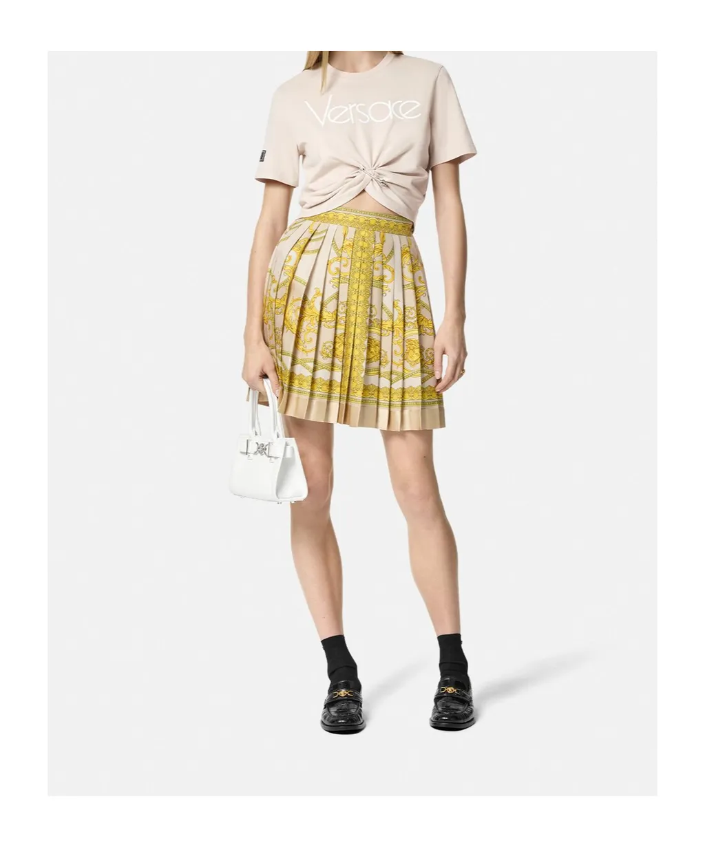 Versace Safety Pin Crewneck Cropped T-Shirt