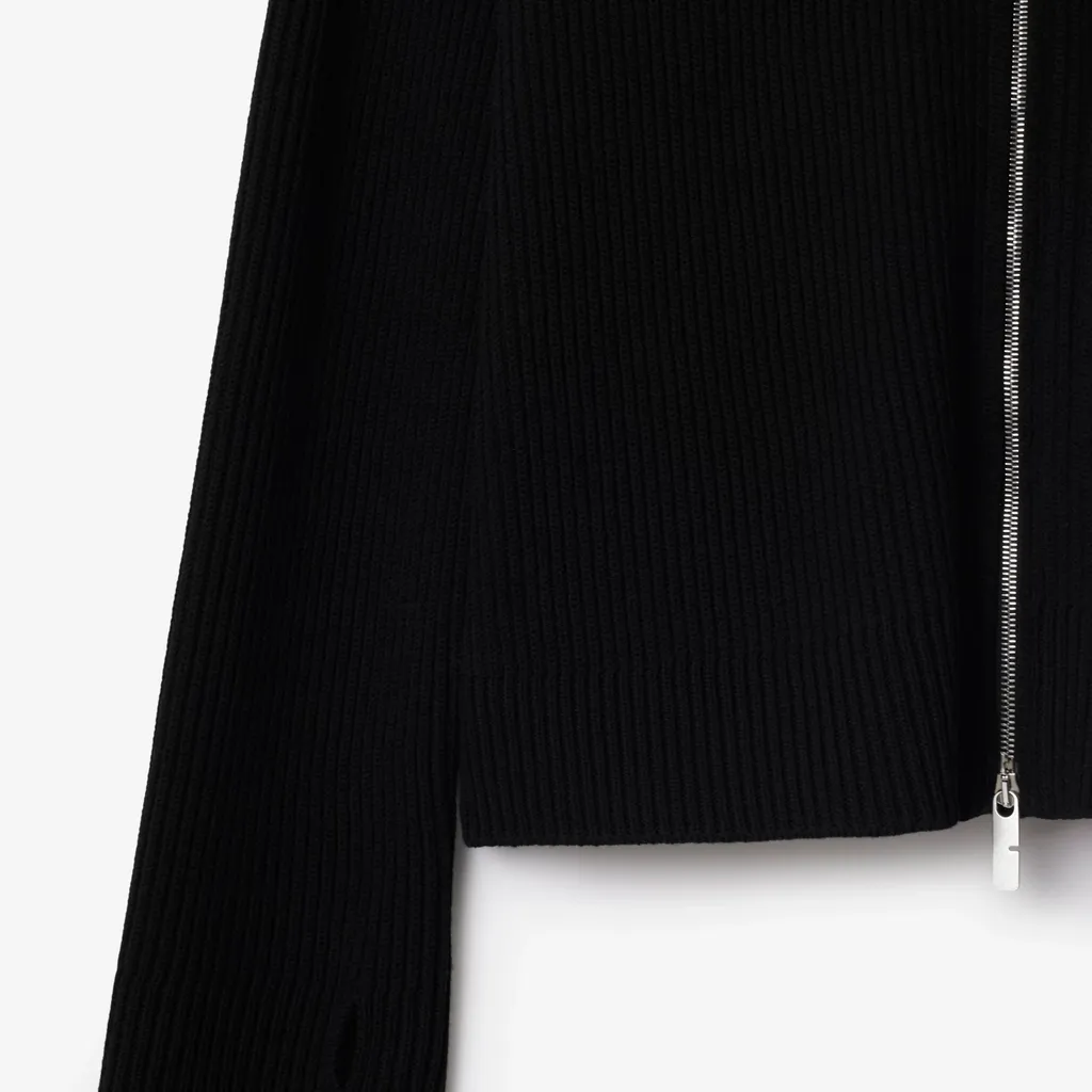 Burberry Ribbed-Knit Zip-Up Cardigan