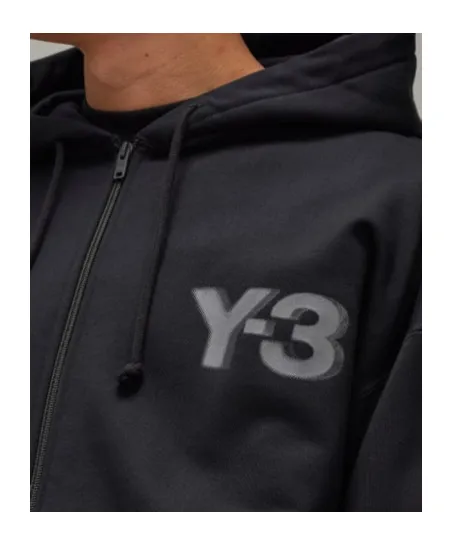 Y-3 Logo Printed Zip-Up Hoodie