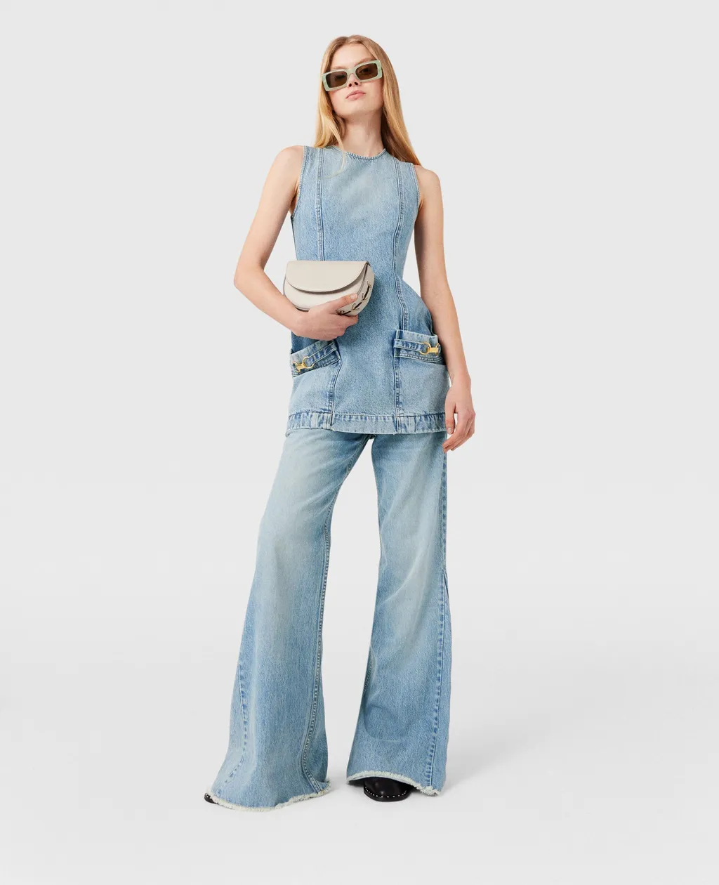 Stella Mccartney Mid-Rise Frayed-Edge Bbootcut Jeans
