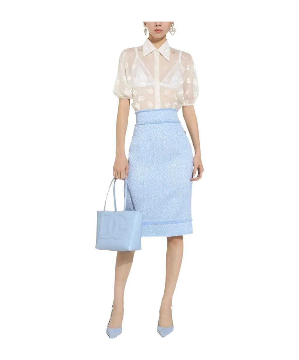 Dolce & Gabbana Dg Logo Tweed Pencil Skirt