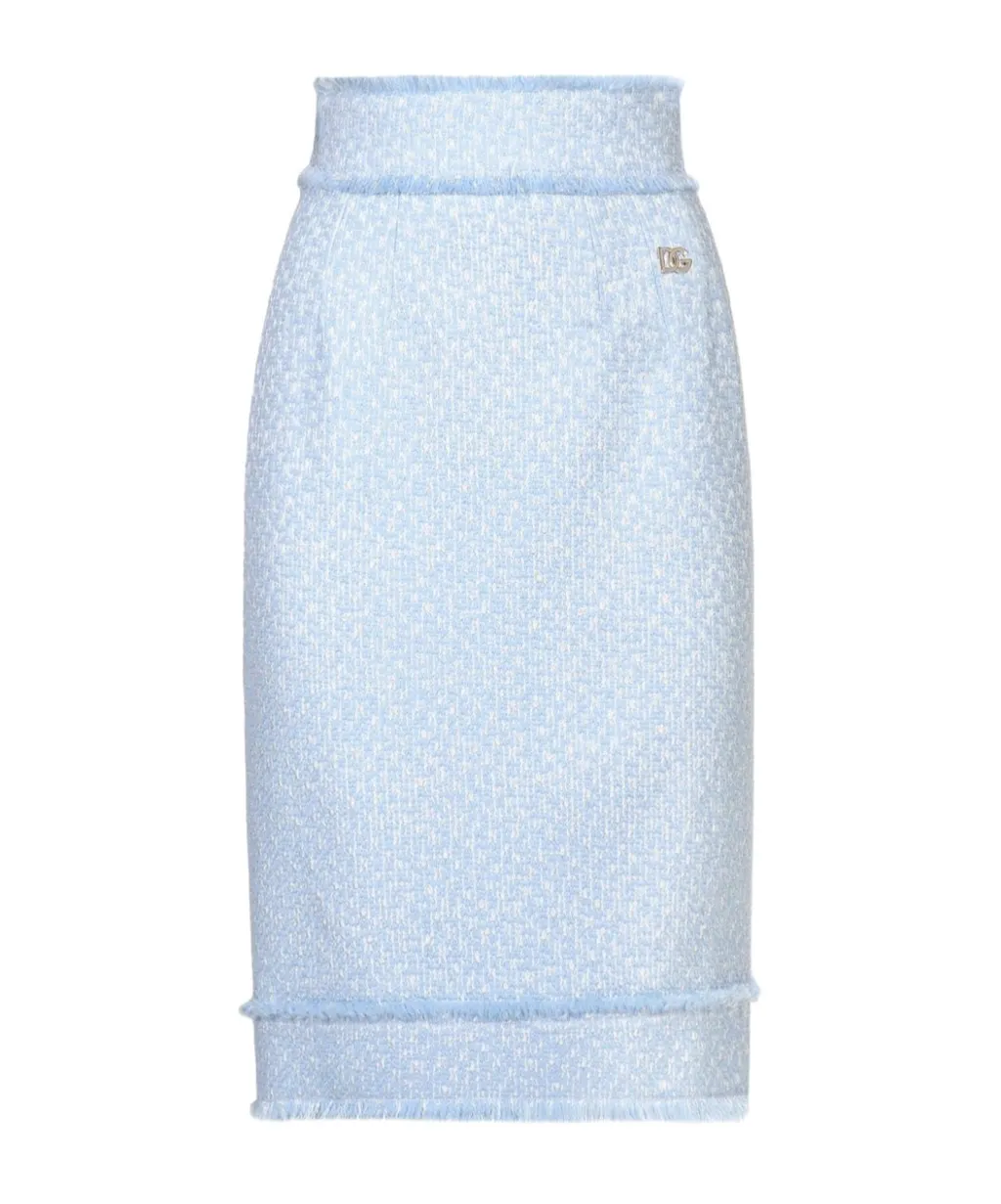 Dolce & Gabbana Dg Logo Tweed Pencil Skirt