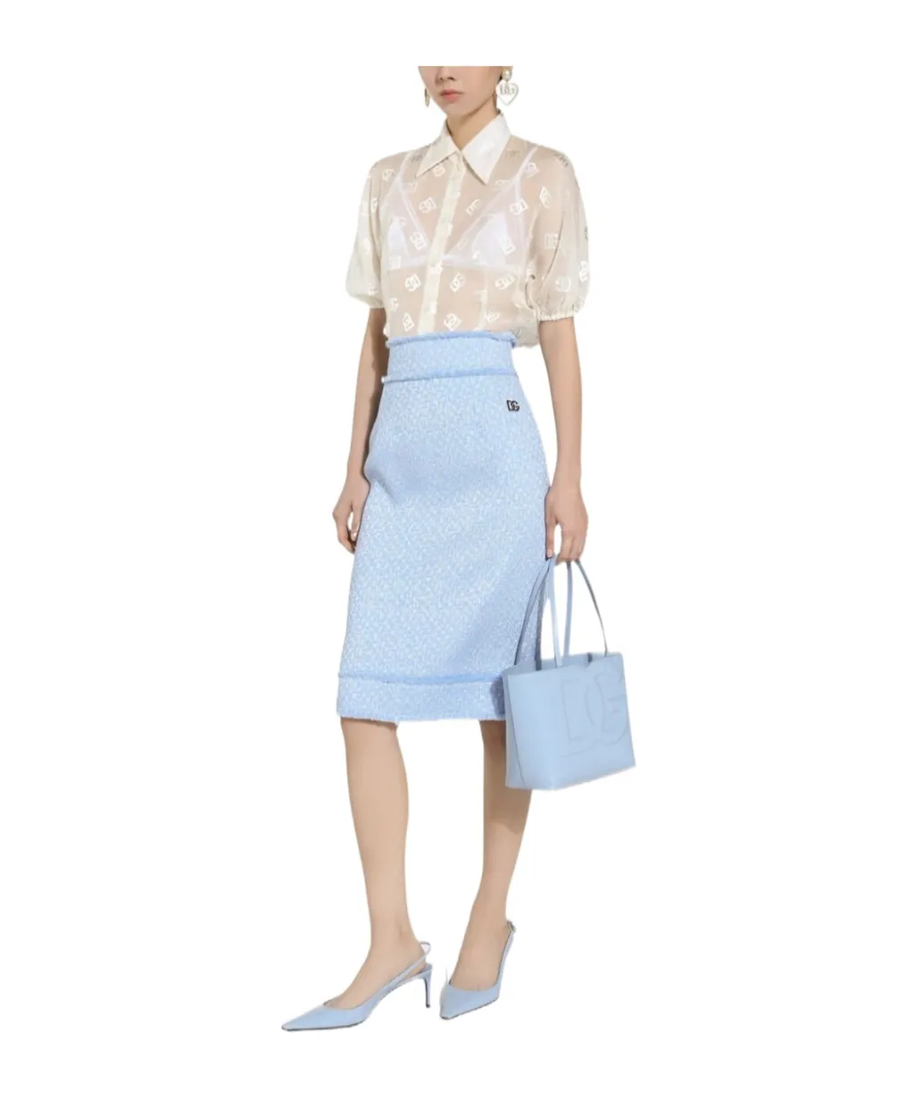 Dolce & Gabbana Dg Logo Tweed Pencil Skirt