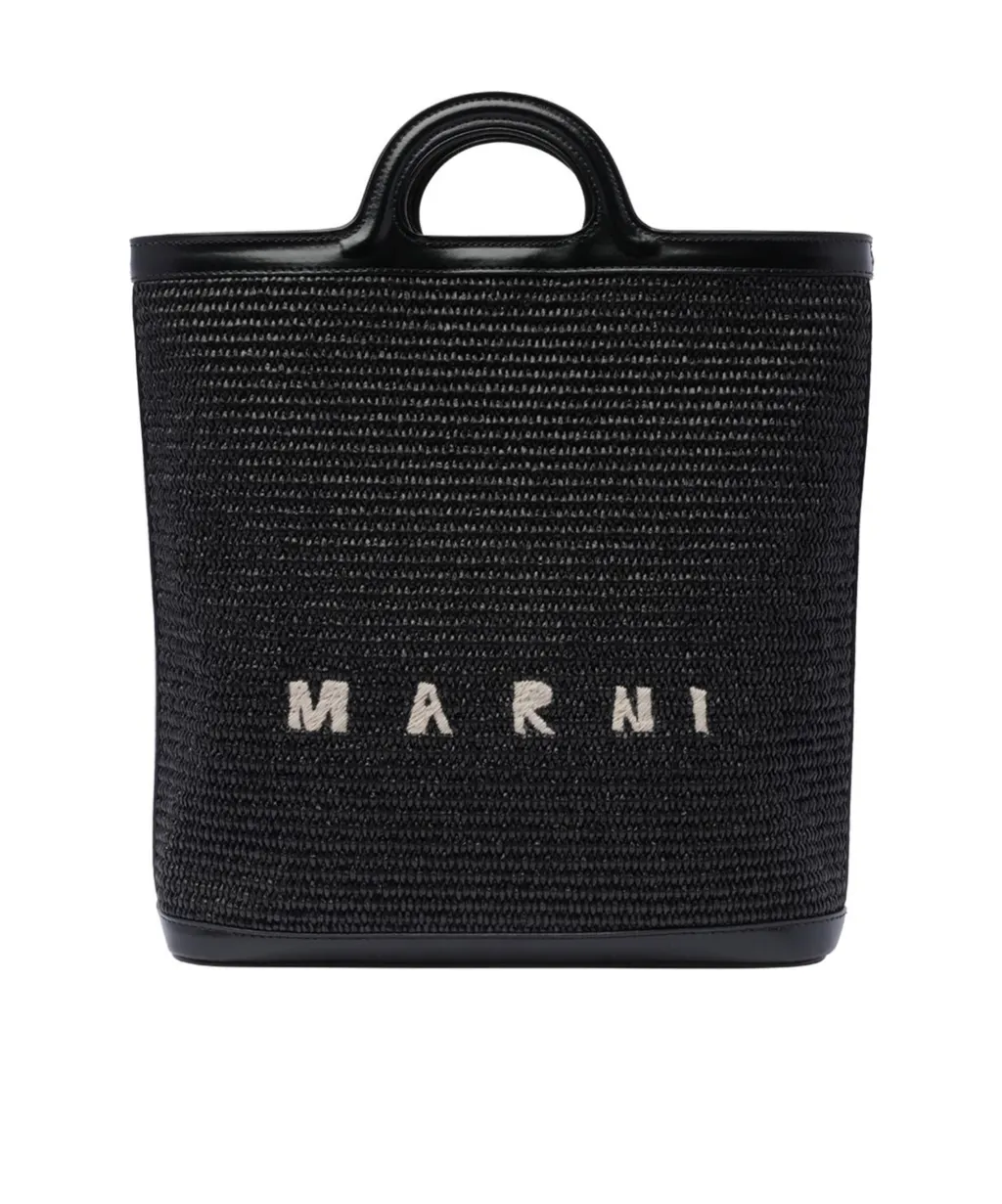 Marni Tropicalia Logo Embroidered Raffia Tote Bag