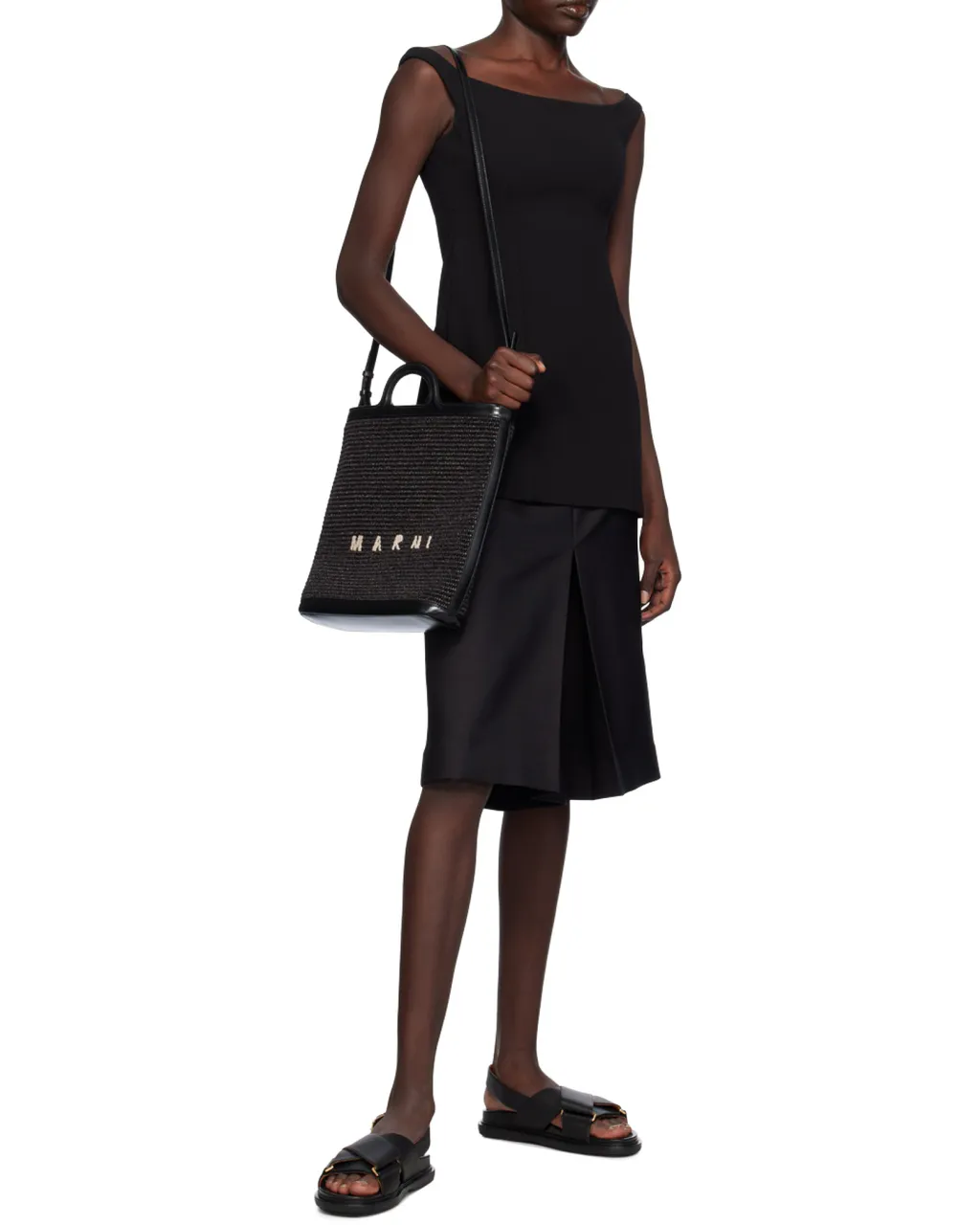 Marni Tropicalia Logo Embroidered Raffia Tote Bag