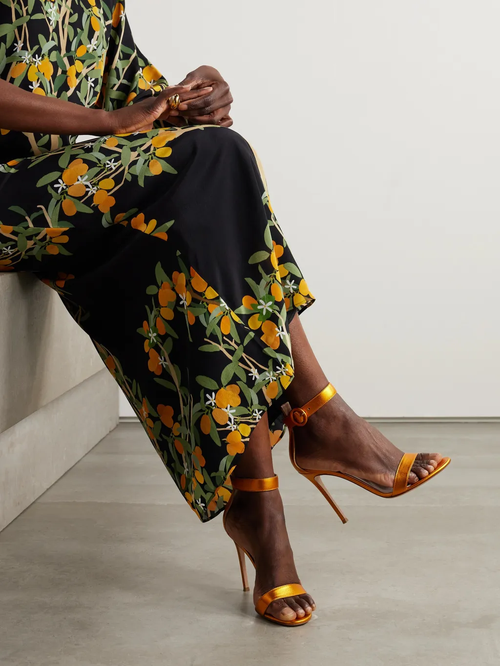 Metallic High-Heeled Sandals